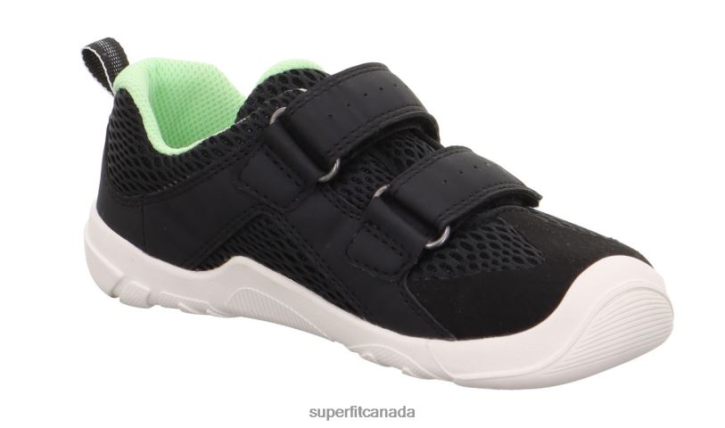 Superfit TRACE - Sneakers low with Velcro Fastener Black/Light Green Low Sneakers24FTT546
