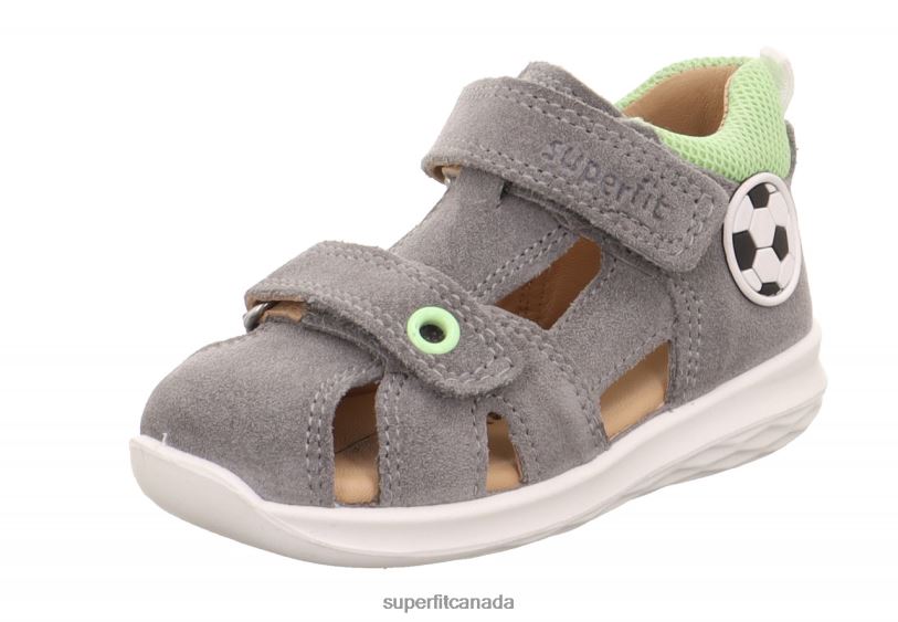 Superfit BUMBLEBEE - Sandal with Velcro Fastener Light Grey/Green Sandals24FTT172