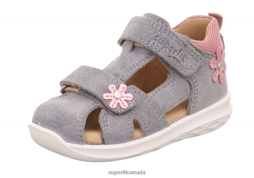 Superfit BUMBLEBEE - Sandal with Velcro Fastener Light Grey/Pink Sandals24FTT212