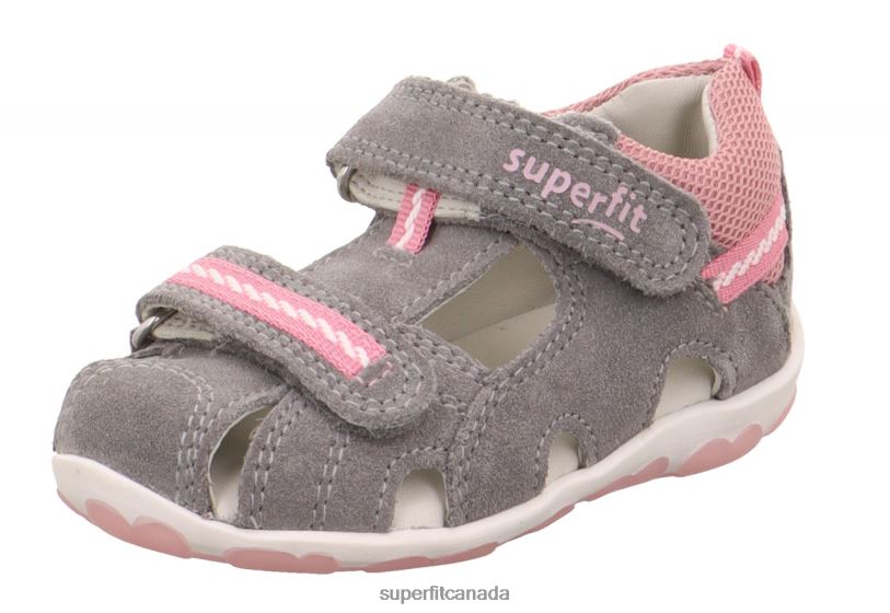 Superfit FANNI - Sandal with Velcro Fastener Grey/Pink Sandals24FTT227