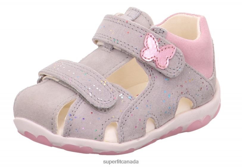Superfit FANNI - Sandal with Velcro Fastener Light Grey/Pink Sandals24FTT229