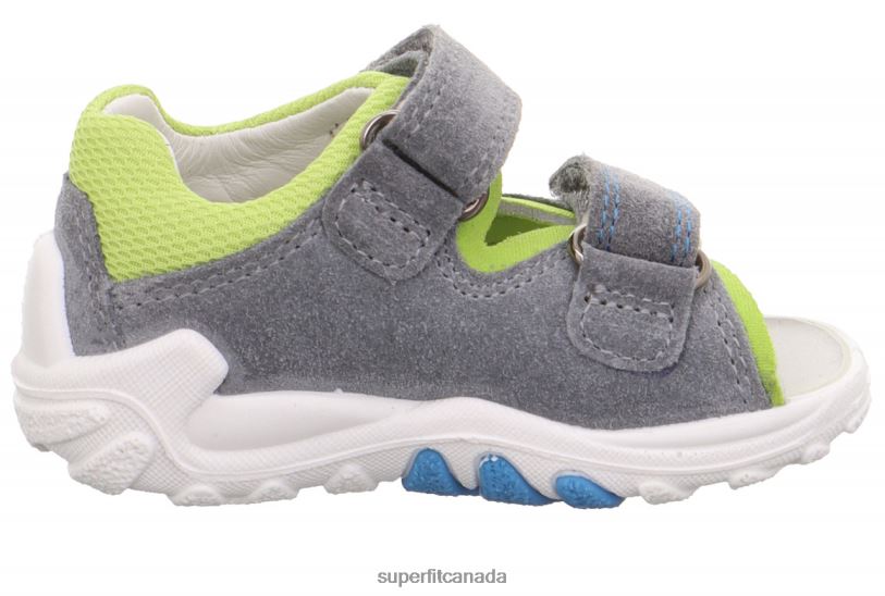 Superfit FLOW - Sandal with Velcro Fastener Light Grey/Light Green Sandals24FTT188