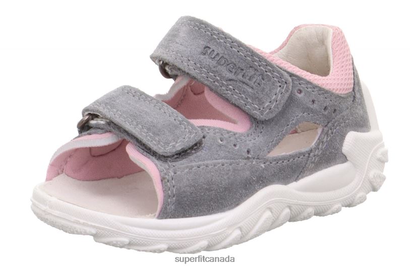 Superfit FLOW - Sandal with Velcro Fastener Light Grey/Pink Sandals24FTT174