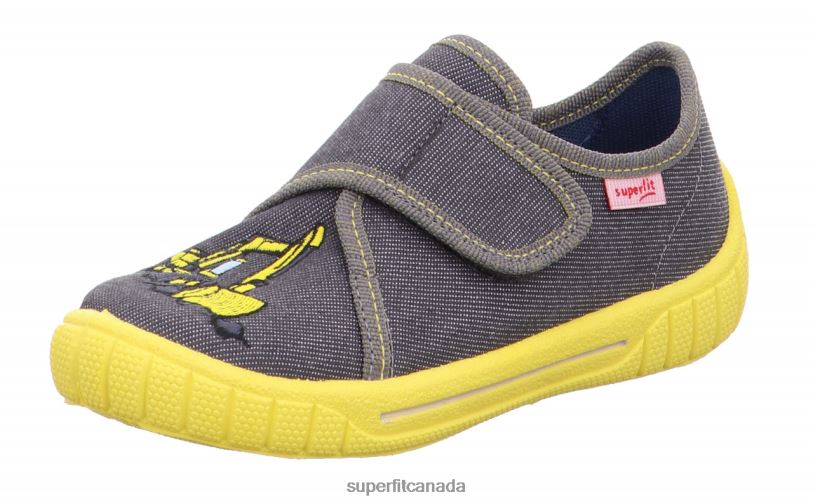 Superfit BILL - Slipper with Velcro Fastener Grey/Yellow Slippers24FTT69