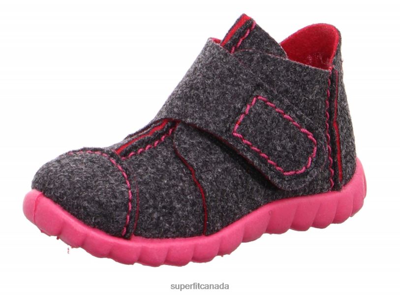 Superfit HAPPY - Slipper with Velcro Fastener Grey/Pink Slippers24FTT127