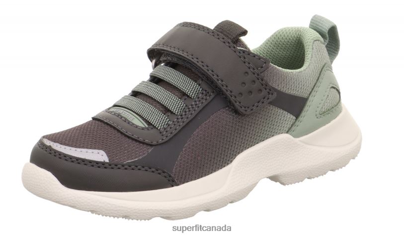 Superfit RUSH - Sneakers low with Velcro Fastener Grey/Light Green Sneakers24FTT531