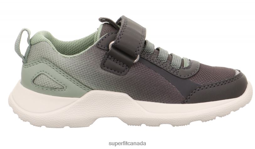 Superfit RUSH - Sneakers low with Velcro Fastener Grey/Light Green Sneakers24FTT531