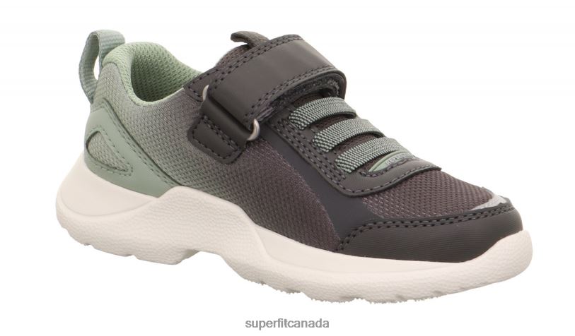 Superfit RUSH - Sneakers low with Velcro Fastener Grey/Light Green Sneakers24FTT531