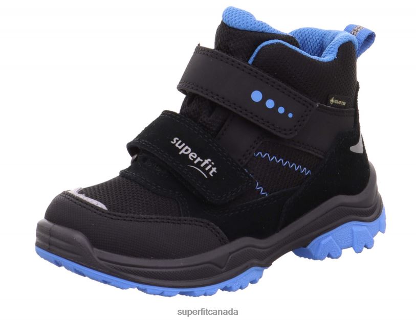 Superfit JUPITER - Boot with Velcro Fastener Black/Light Blue Boots24FTT766