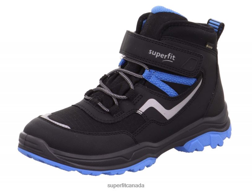 Superfit JUPITER - Boot with Velcro Fastener Black/Light Blue Boots24FTT904