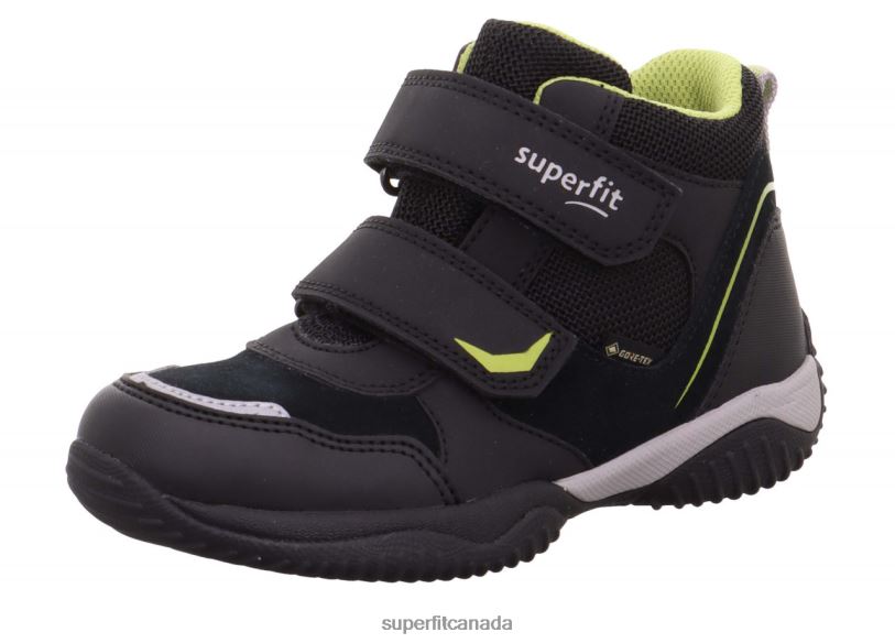 Superfit STORM - Sneakers high with Velcro Fastener Black/Light Green High Sneakers24FTT860