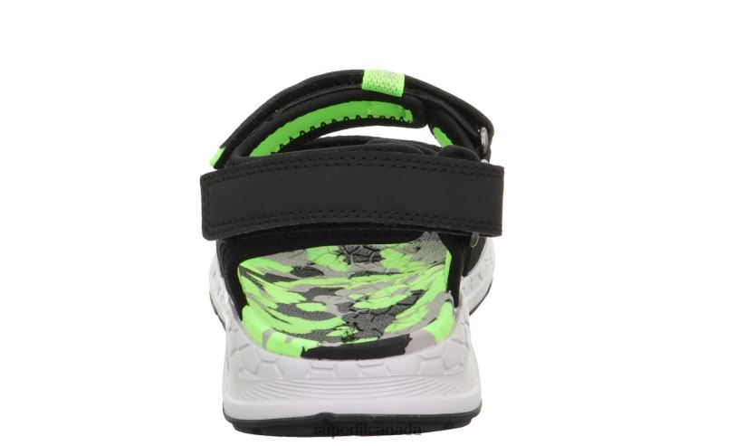 Superfit CRISS CROSS - Sandal with Velcro Fastener Black/Light Green Sandals24FTT619
