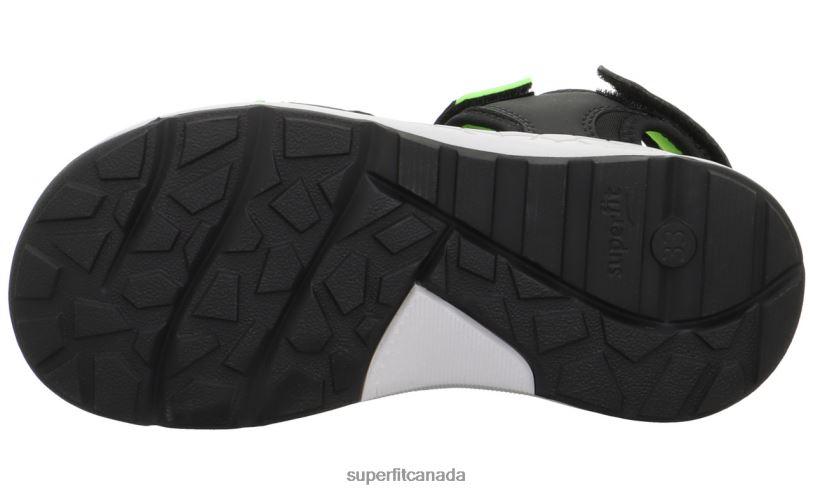 Superfit CRISS CROSS - Sandal with Velcro Fastener Black/Light Green Sandals24FTT619