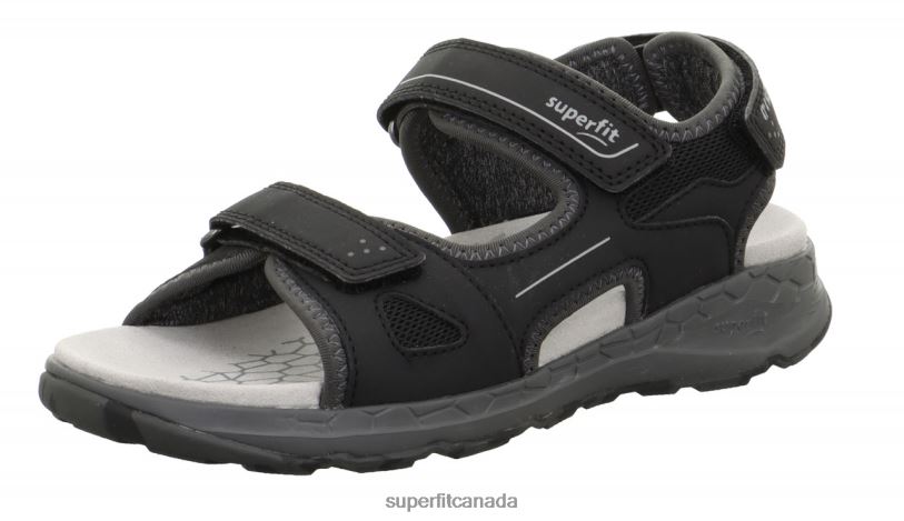 Superfit CRISS CROSS - Sandal with Velcro Fastener Black/Light grey Sandals24FTT623