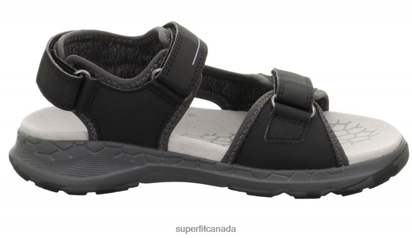Superfit CRISS CROSS - Sandal with Velcro Fastener Black/Light grey Sandals24FTT623