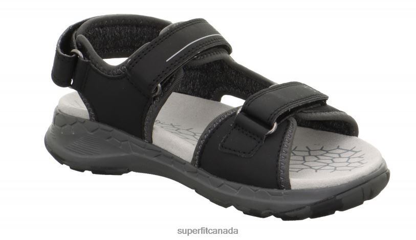 Superfit CRISS CROSS - Sandal with Velcro Fastener Black/Light grey Sandals24FTT623