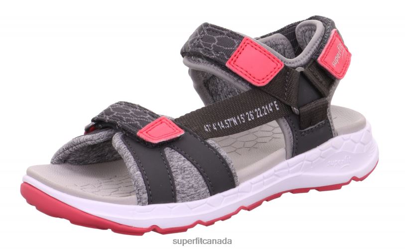 Superfit CRISS CROSS - Sandal with Velcro Fastener Grey/Pink Sandals24FTT663