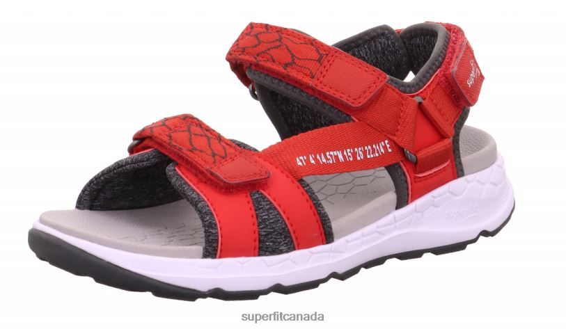 Superfit CRISS CROSS - Sandal with Velcro Fastener Red/Grey Sandals24FTT612