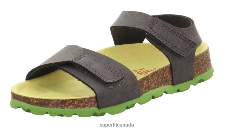 Superfit FUSSBETTPANTOFFEL - Sandal with Velcro Fastener Grey/Green Sandals24FTT575