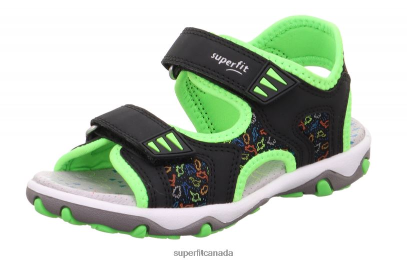 Superfit MIKE 3.0 - Sandal with Velcro Fastener Black/Light Green Sandals24FTT674