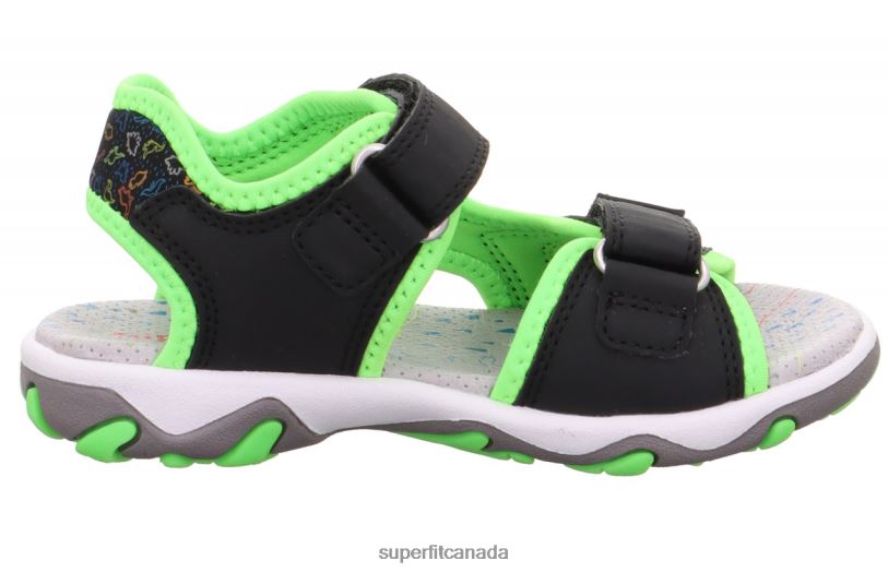 Superfit MIKE 3.0 - Sandal with Velcro Fastener Black/Light Green Sandals24FTT674