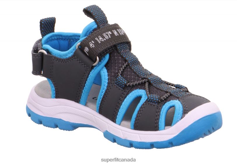Superfit TORNADO LIGHT - Sandal with Velcro Fastener Grey/Light Blue Sandals24FTT624