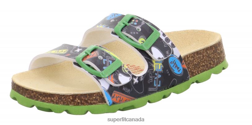 Superfit FUSSBETTPANTOFFEL - Slipper with Buckle Black/Multicoloured Slippers24FTT549