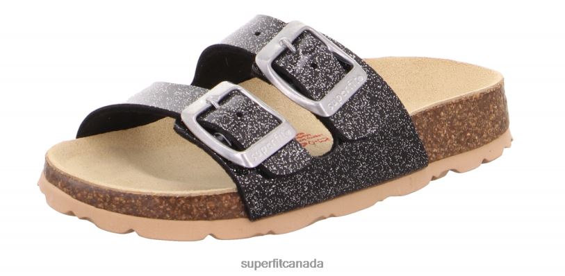 Superfit FUSSBETTPANTOFFEL - Slipper with Buckle Black/Silver Slippers24FTT569