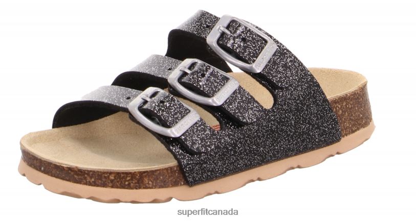 Superfit FUSSBETTPANTOFFEL - Slipper with Buckle Black/Silver Slippers24FTT578